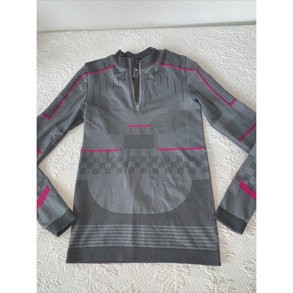 Adidas Stella McCartney 1/4 Zip Top Womens XS Gray Seamless Training Long Sleeve